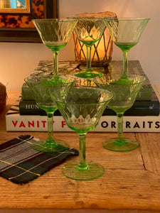 Vintage Green Glasses - Set 6