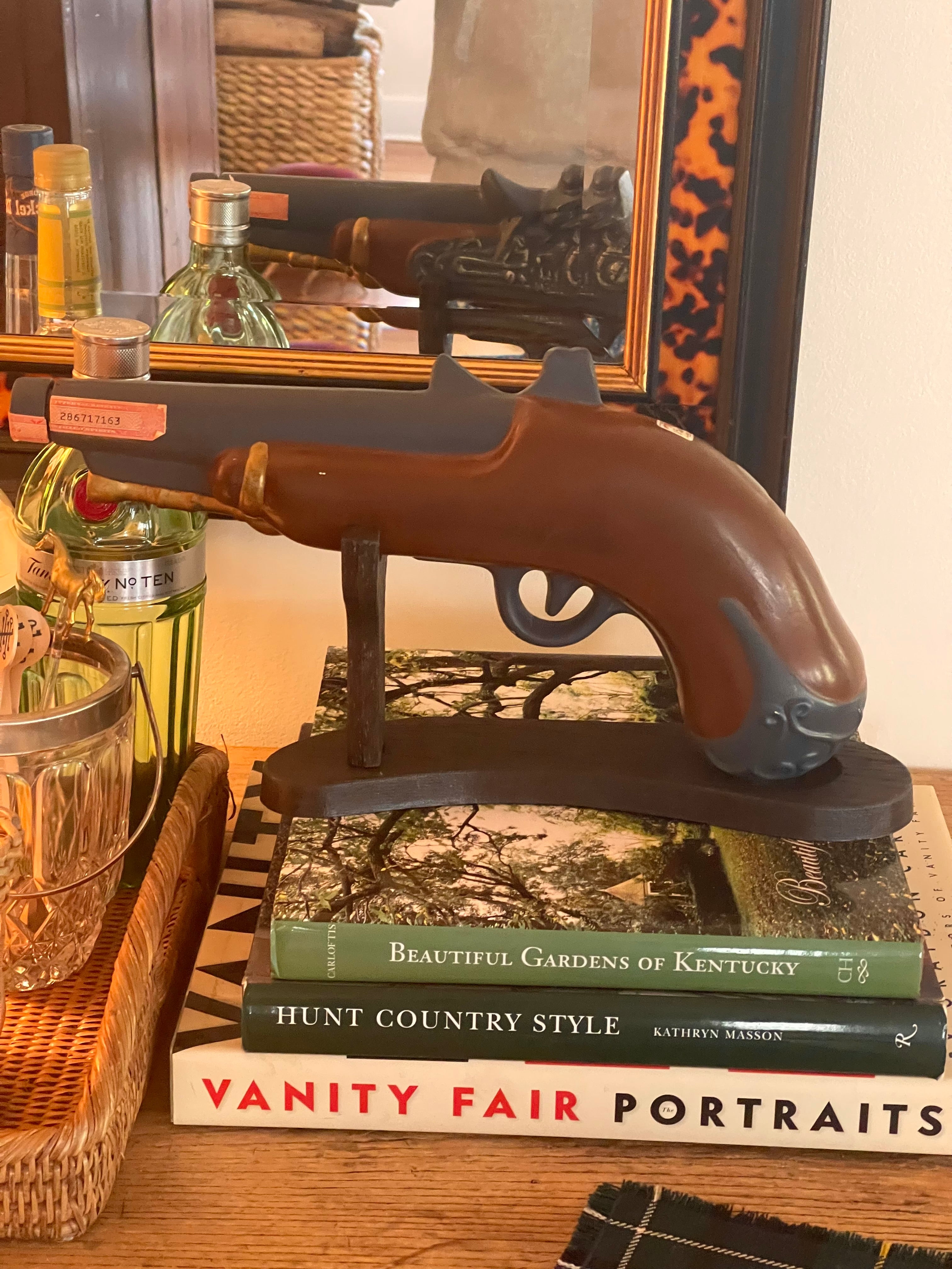 Vintage Old West Dueling Pistol w/ Stand Decanter