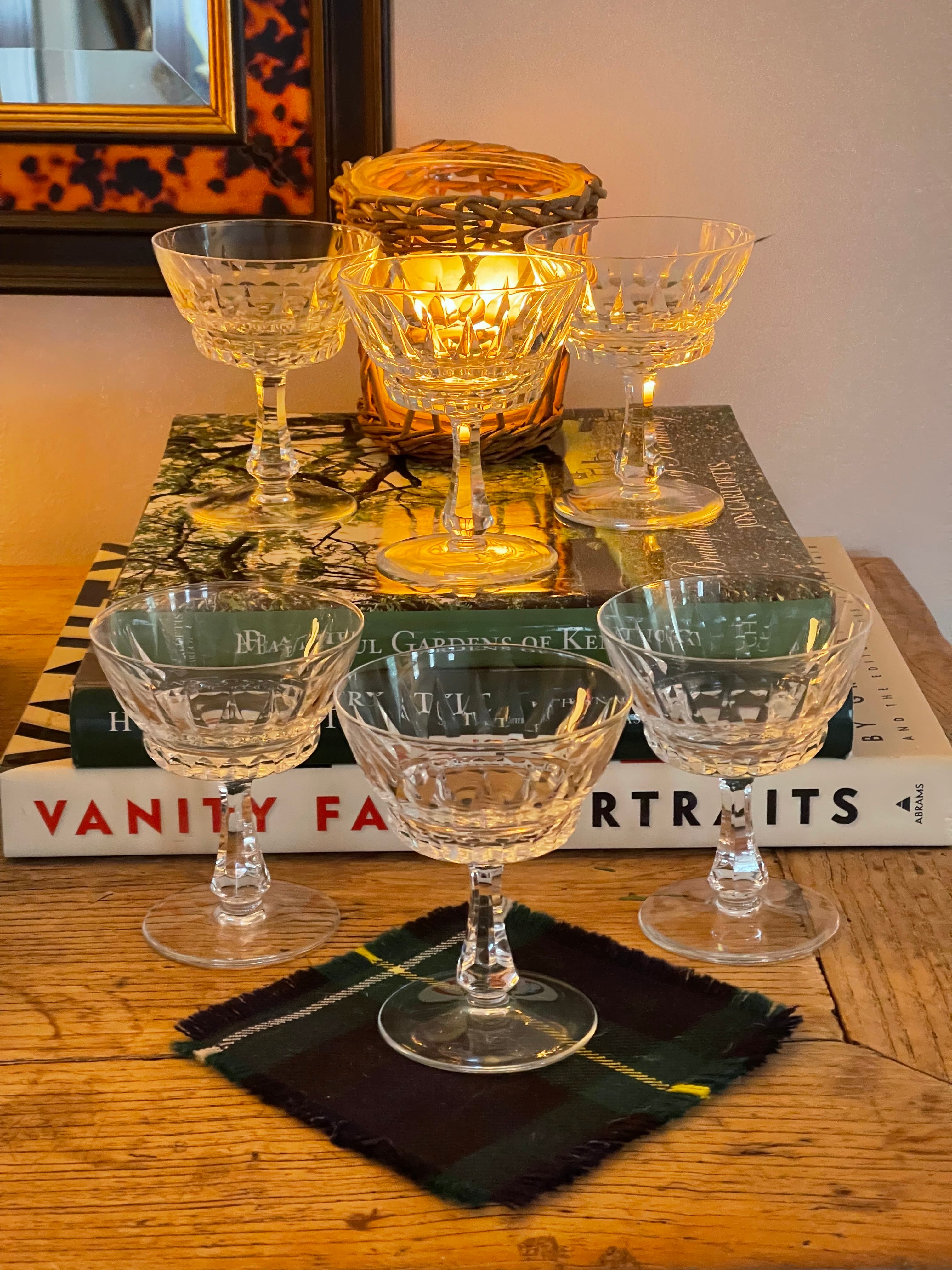 Vintage Crystal Coupe Glasses - Set 6