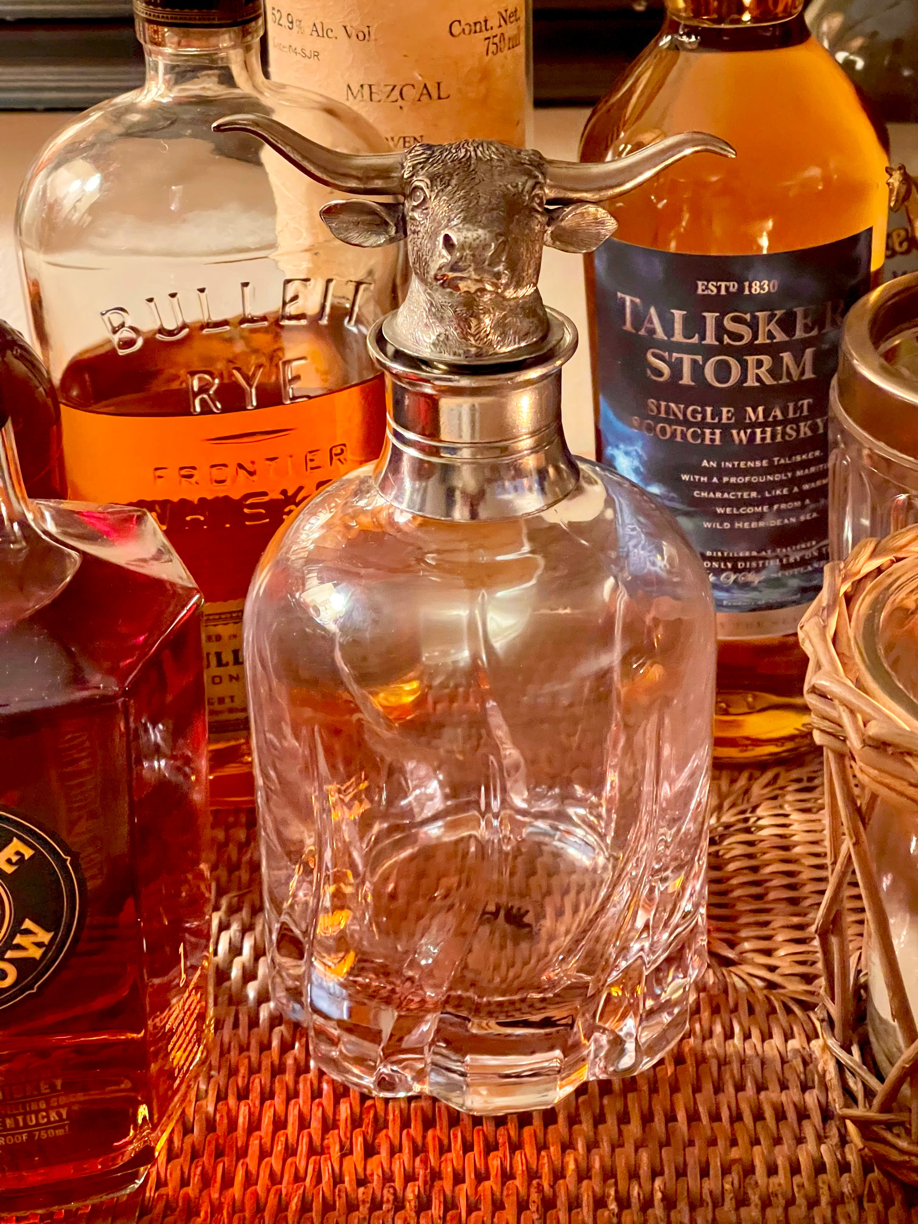 Pewter Bull Decanter