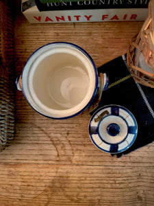 Vintage Blue + White Bucket with Lid