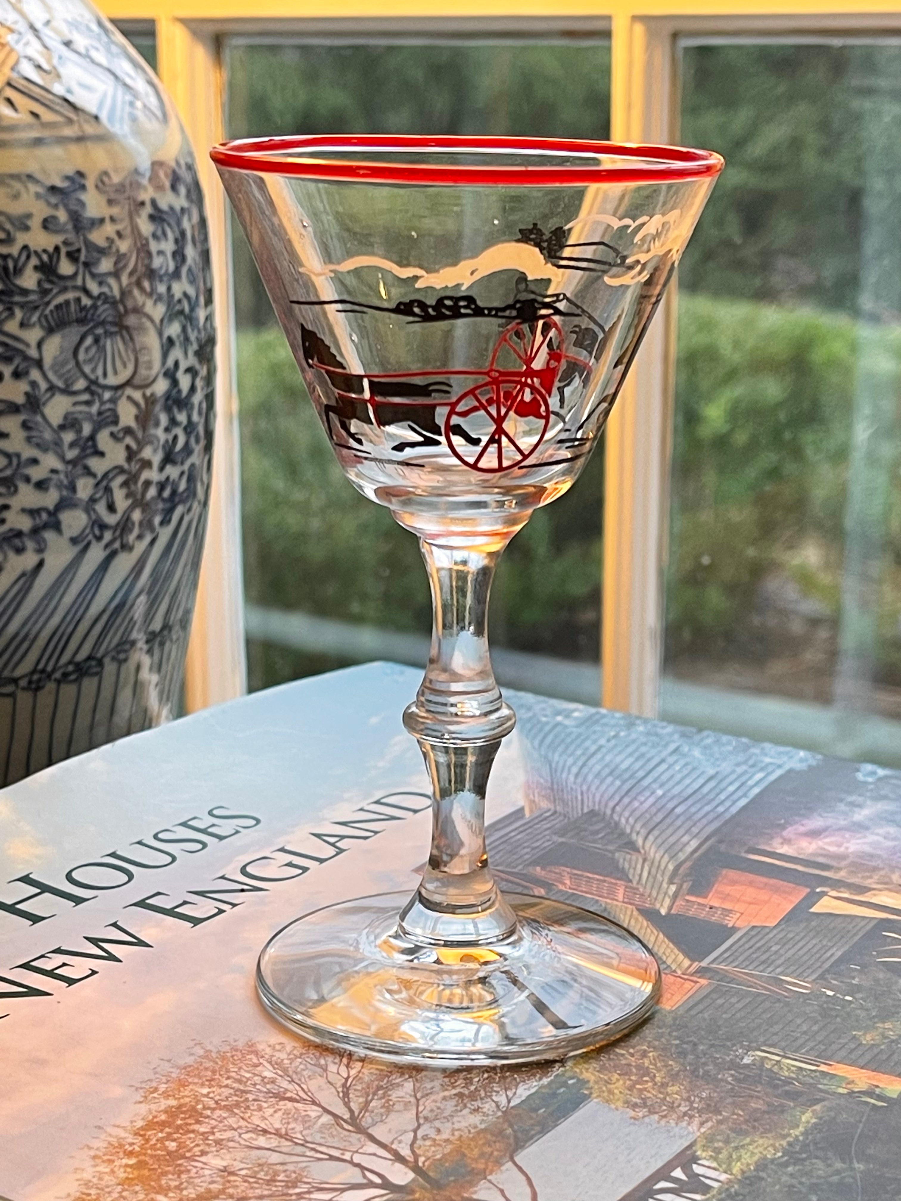 Vintage Horse Racing Cocktail Glasses - Set 4