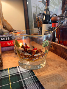 Vintage Fox Hunting Ice Bucket with Gold Rim