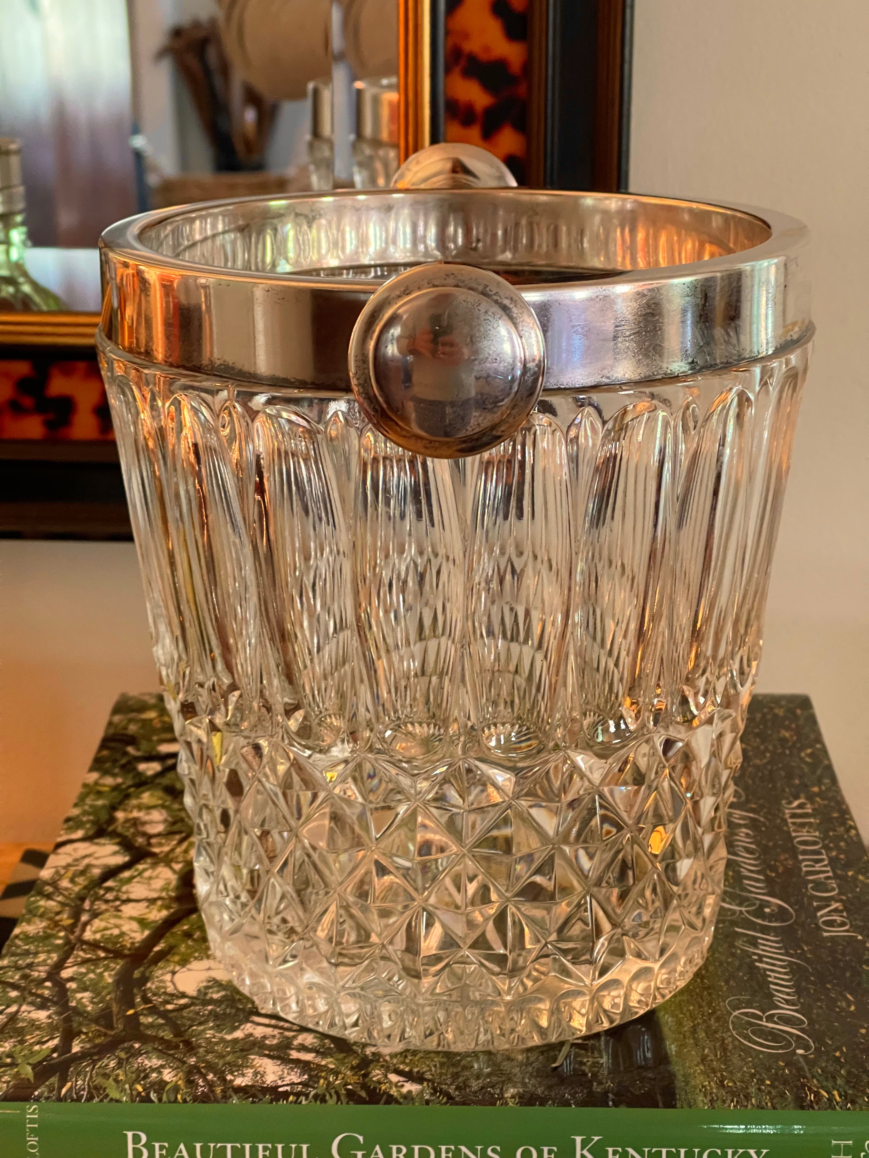 Vintage XL Silver and Glass Ice Bucket