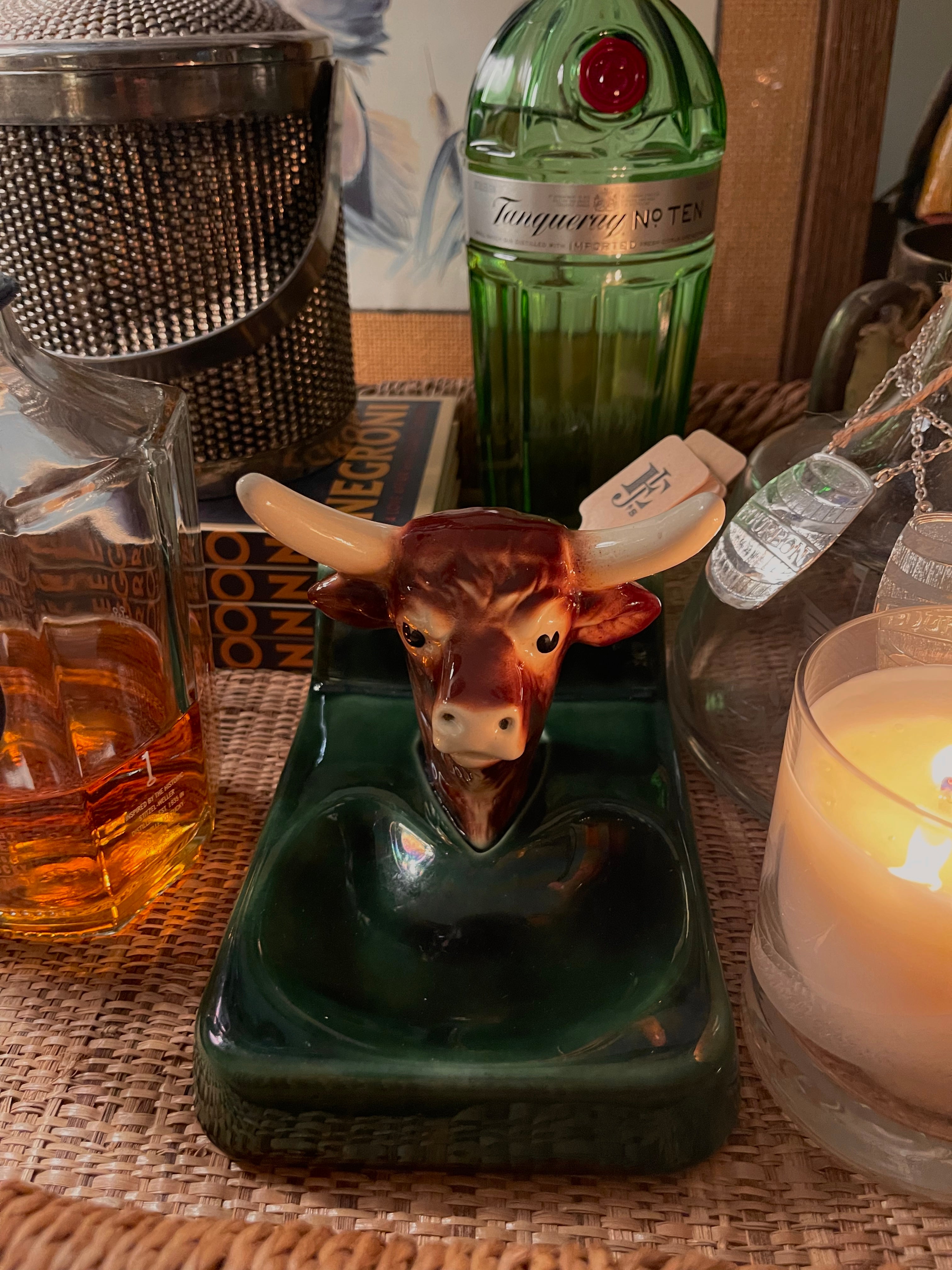 Vintage Steer Bar Catch-All + Swizzle Stick Holder