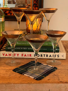 Vintage Silver Rim Martini Glasses - Set 6