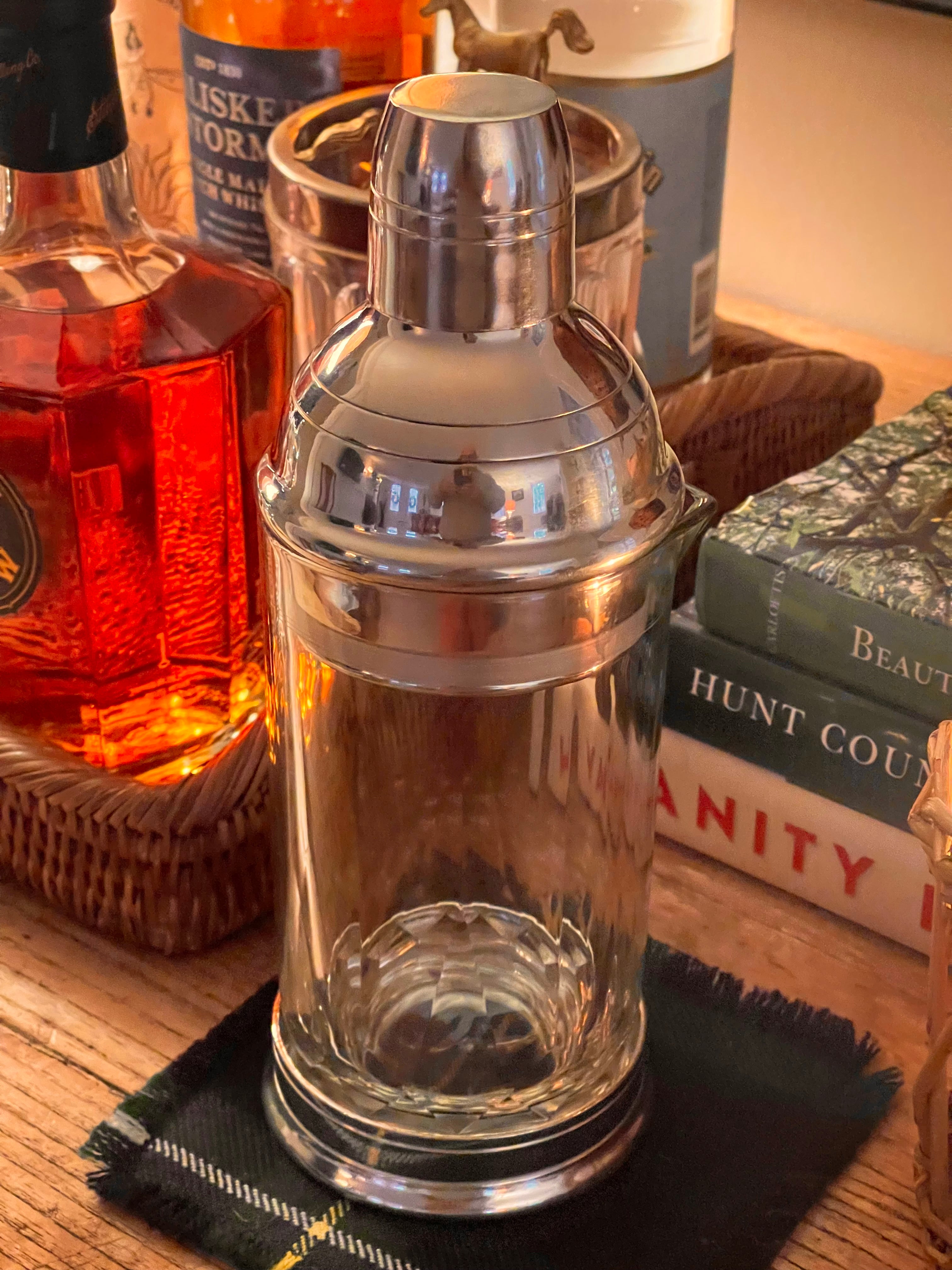 Glass & Pewter Cocktail Shaker