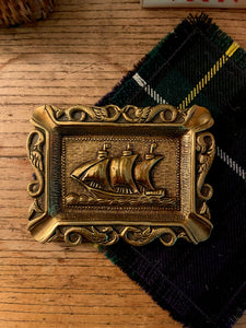 Vintage Brass Ship Ashtray