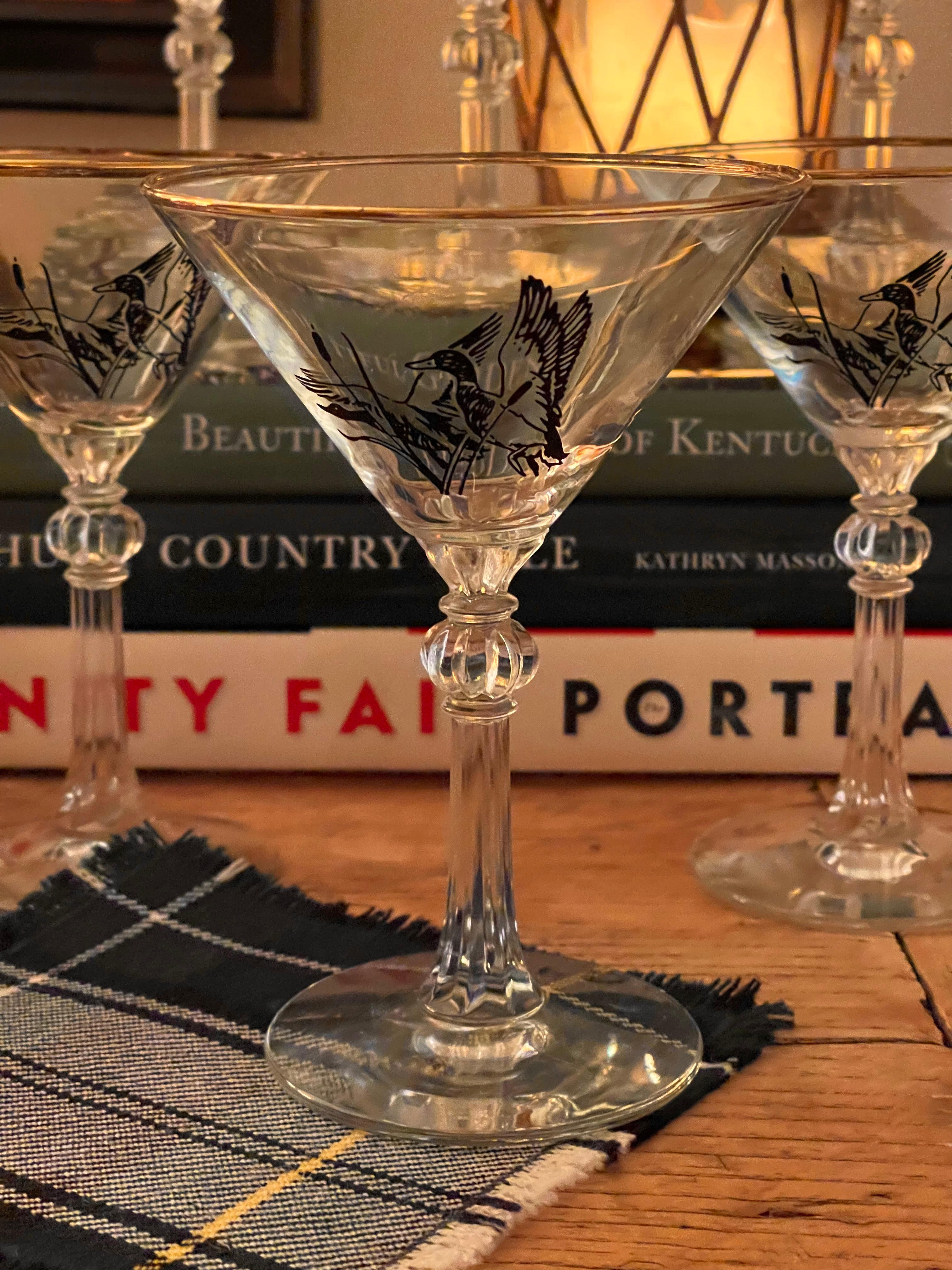Vintage Mallard Duck Martini Glasses - Set 6