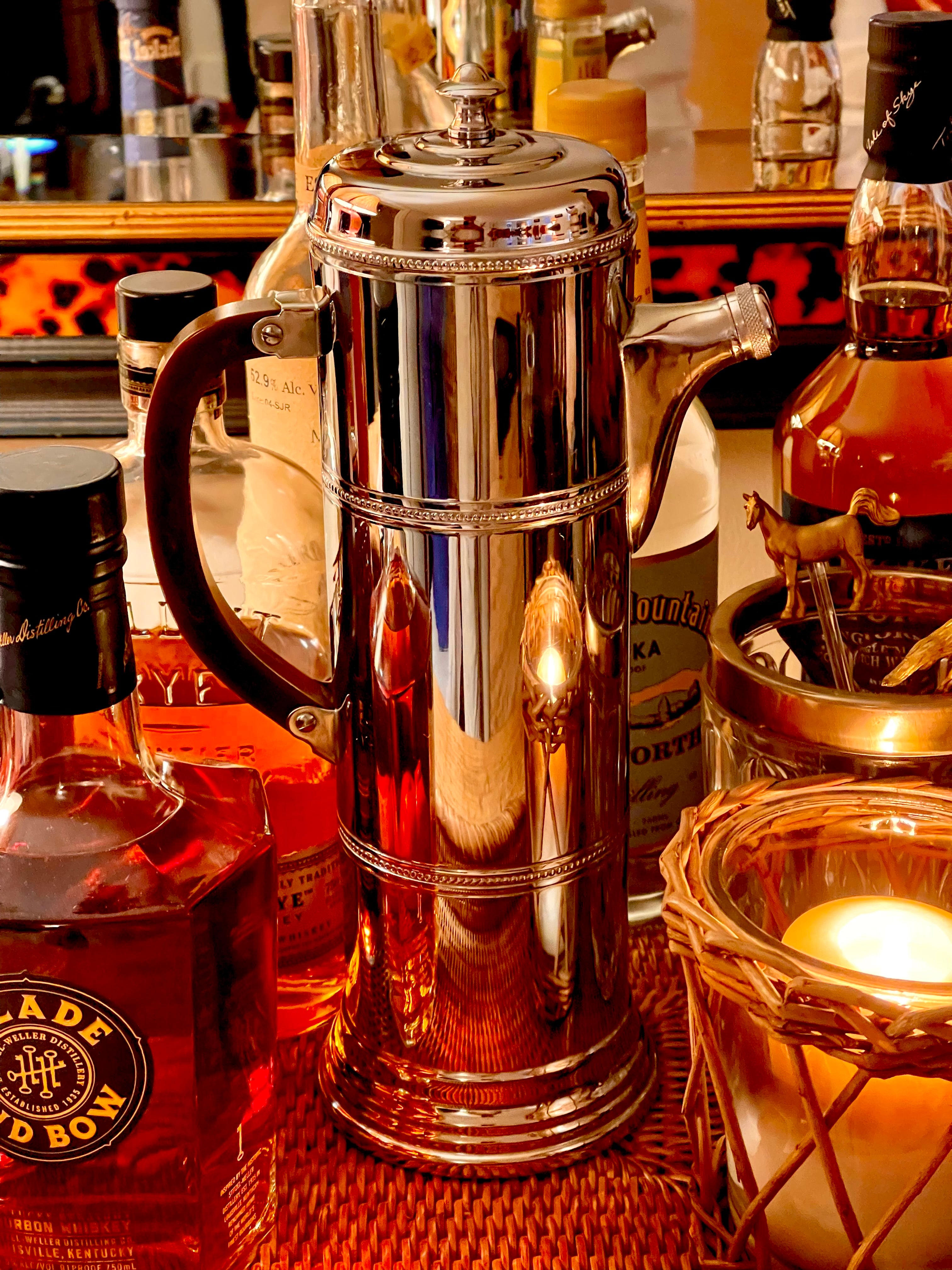 Vintage Art Deco Cocktail Shaker with Tortoise Handle