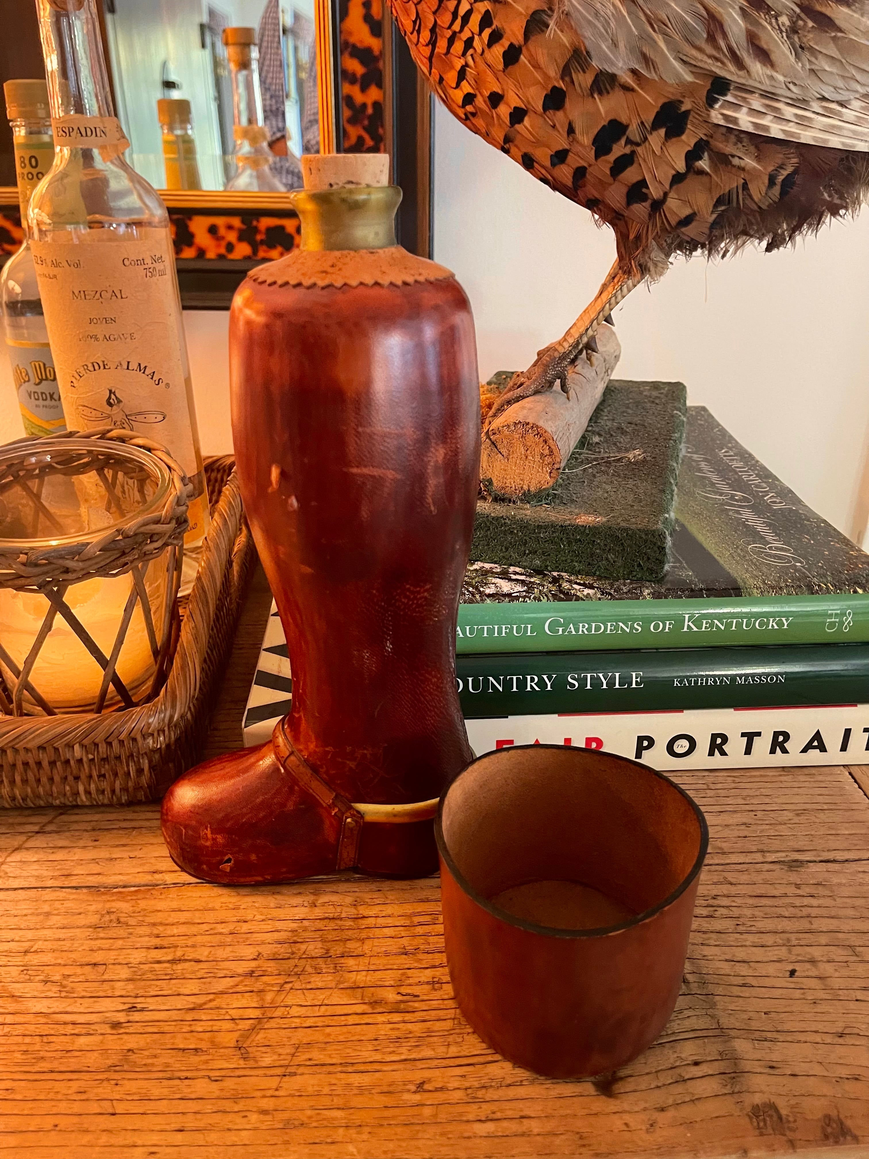 Vintage Leather Riding Boot Decanter