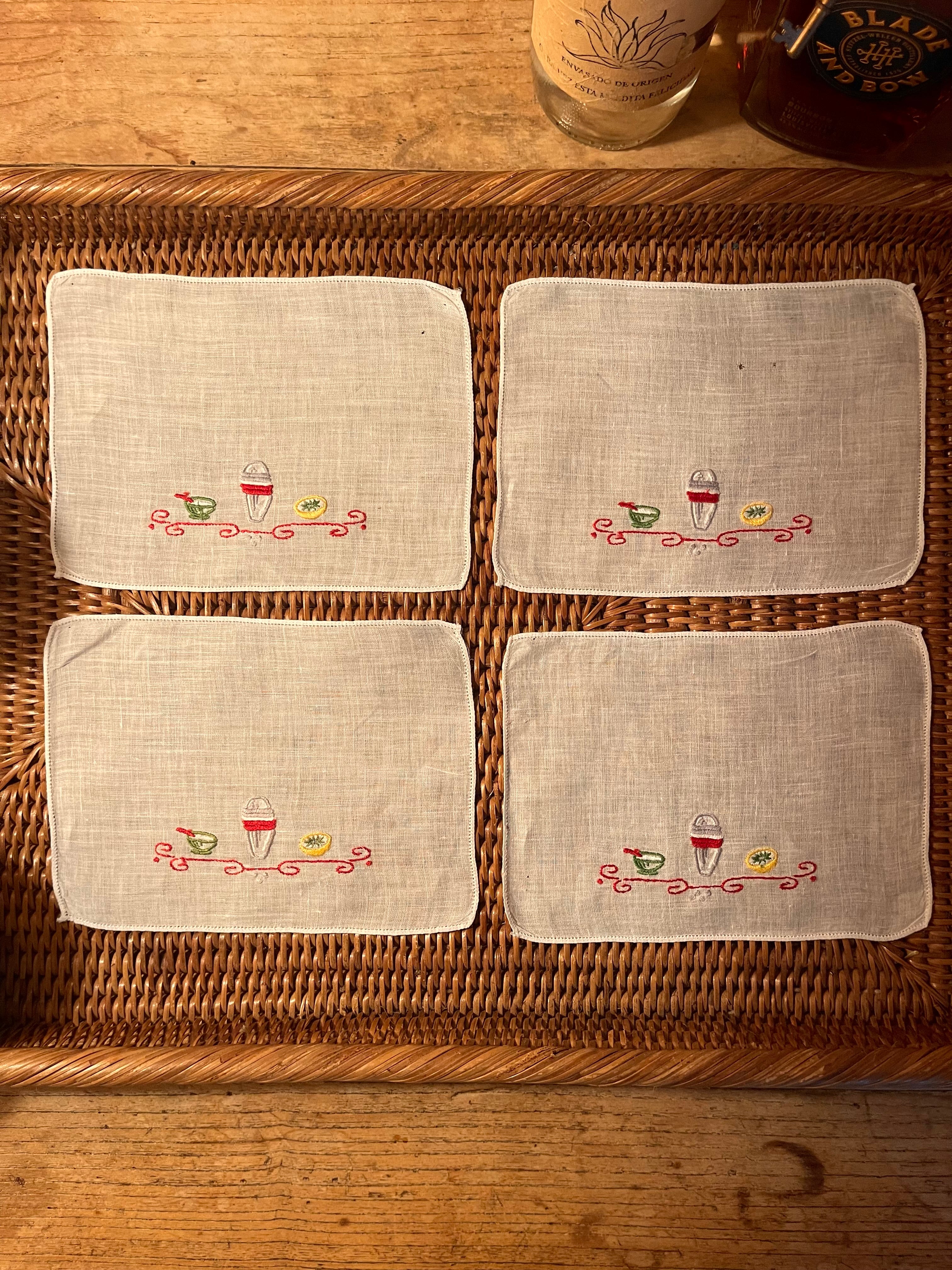 Vintage Shaker Cocktail Napkins - Set 4