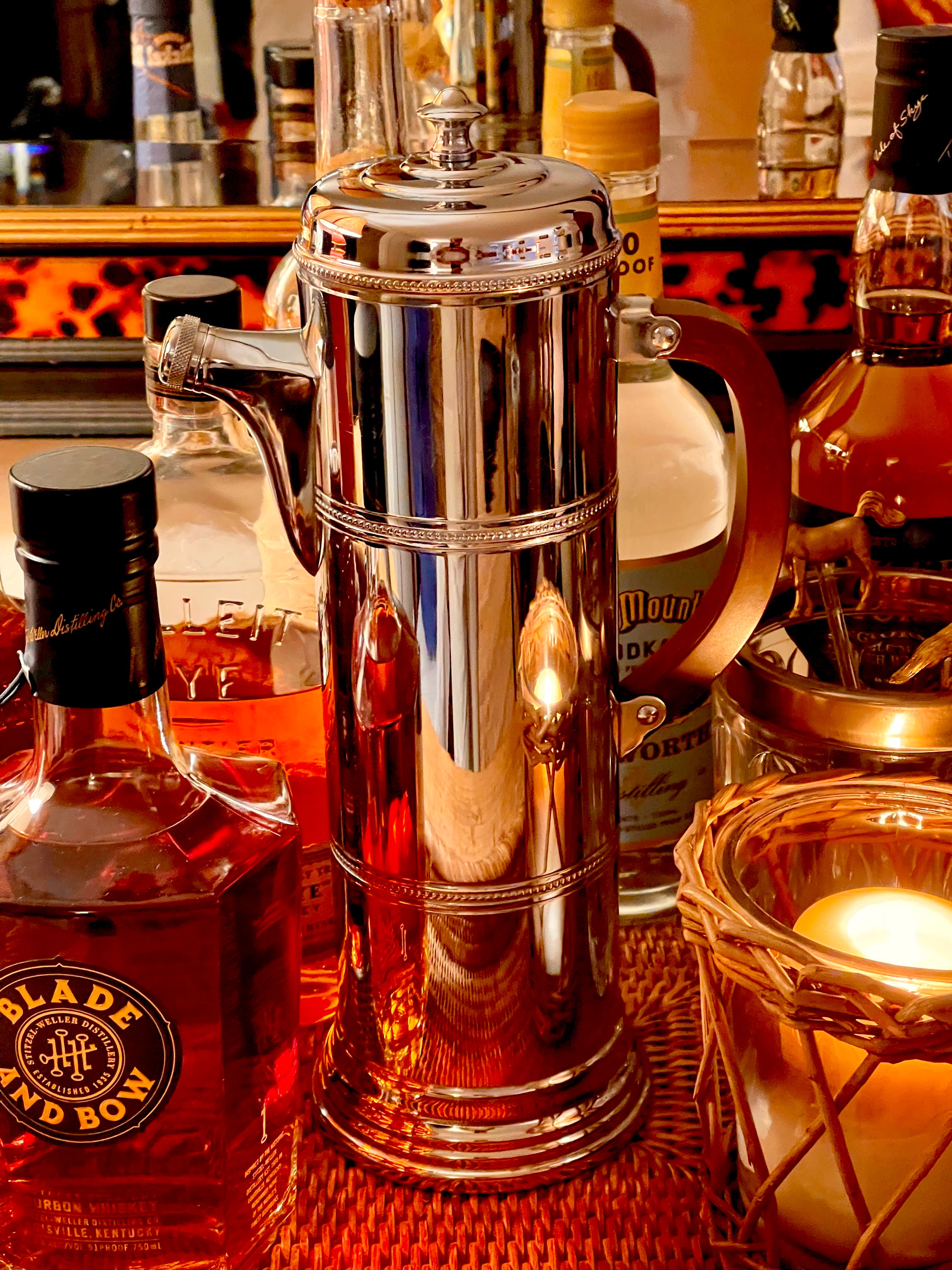 Vintage Art Deco Cocktail Shaker with Tortoise Handle