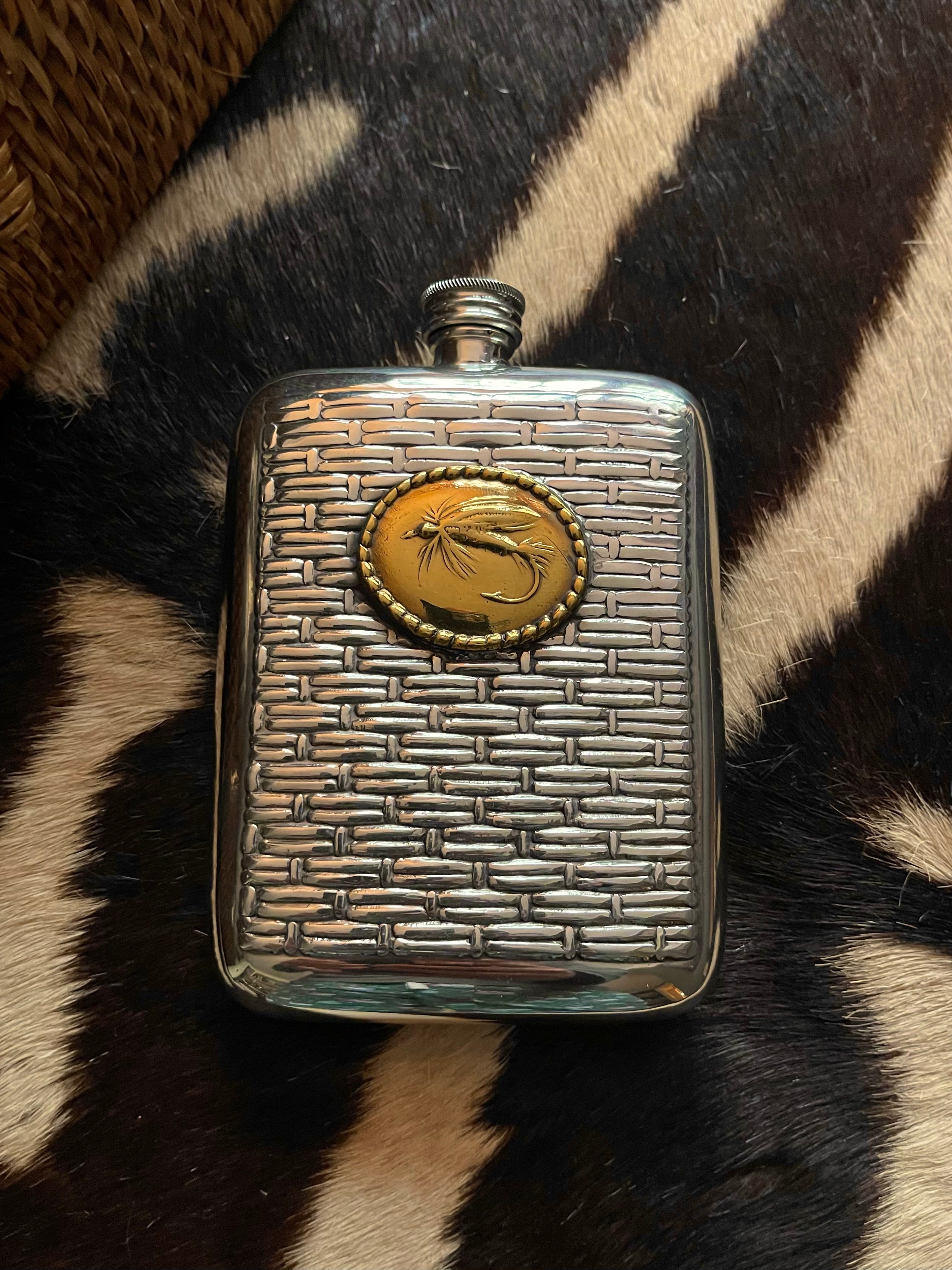 Pewter Fly Fishing Creel Flask