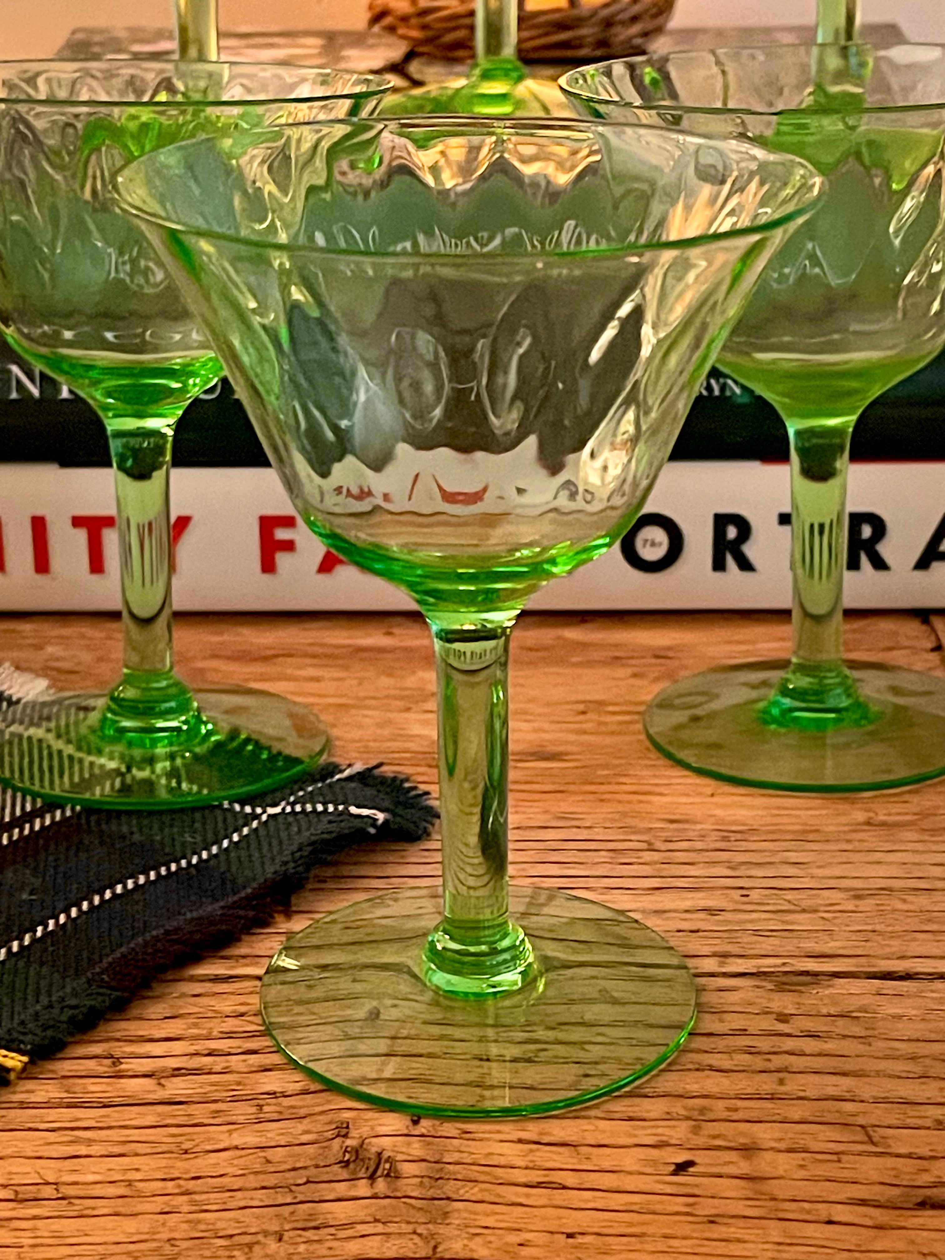 Vintage Green Glasses - Set 6