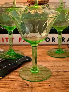 Vintage Green Glasses - Set 6