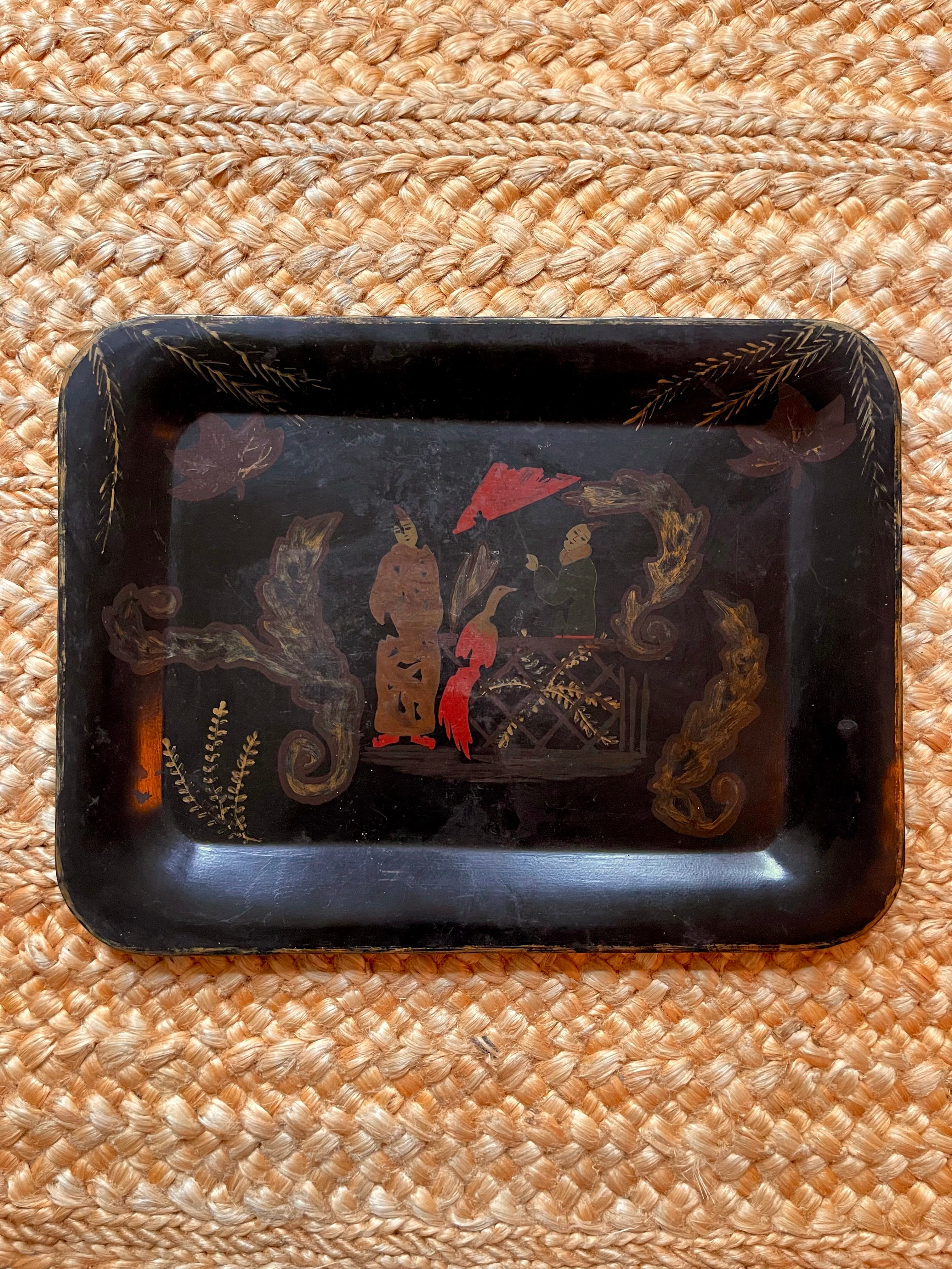 Vintage Hand Painted Chinoiserie Tray