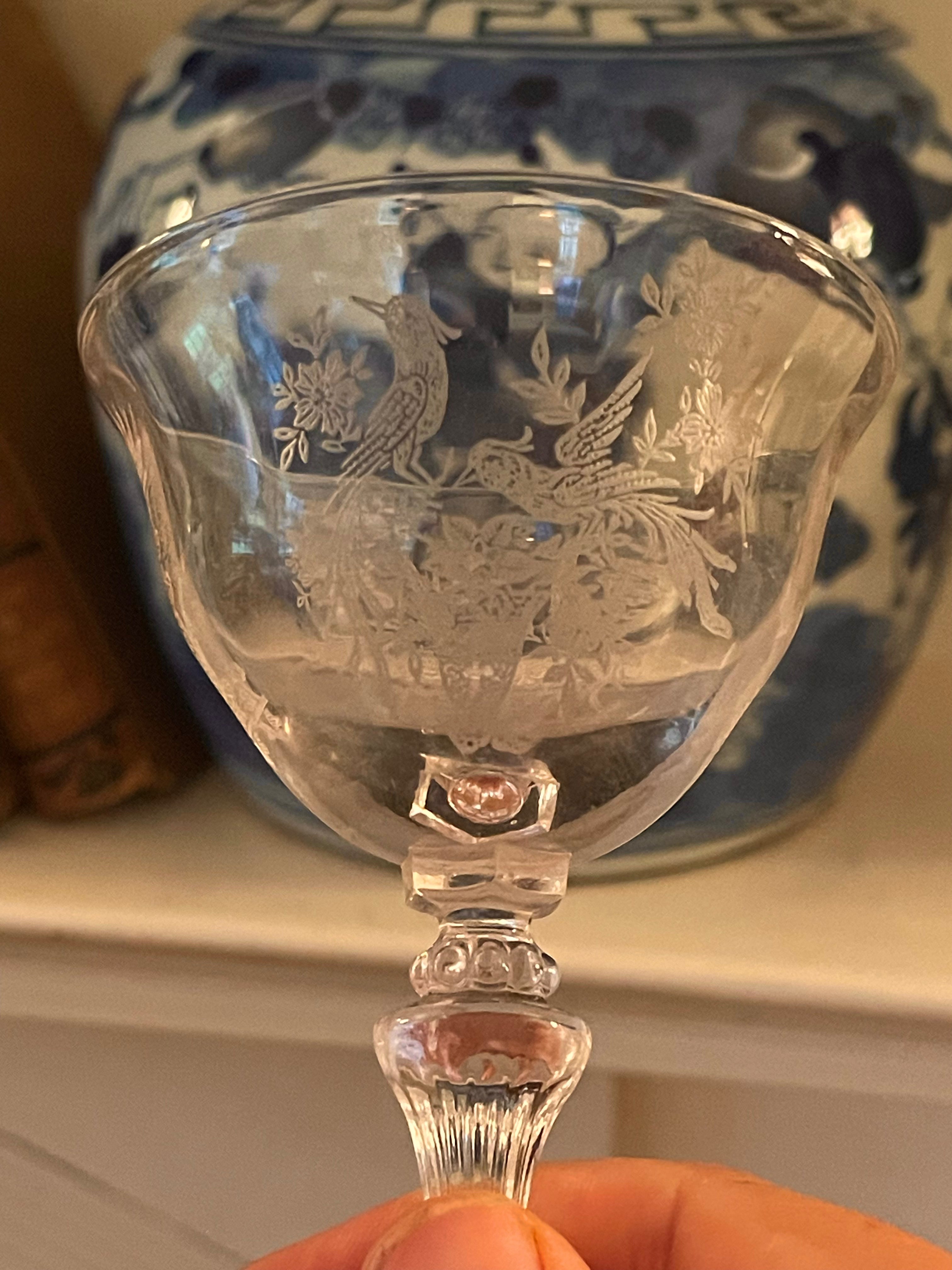 Vintage Parisian Pheasant Cocktail Glasses - Set 8