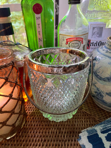 Vintage Faceted Glass Ice Bucket