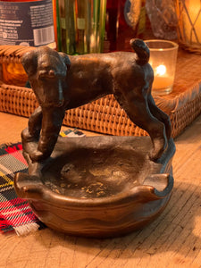 Vintage Bronze Dog Ashtray