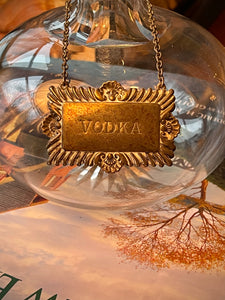 Vintage Crystal Decanter with Vodka Tag