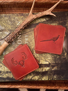 Signature Harness Leather Coasters - Set 4
