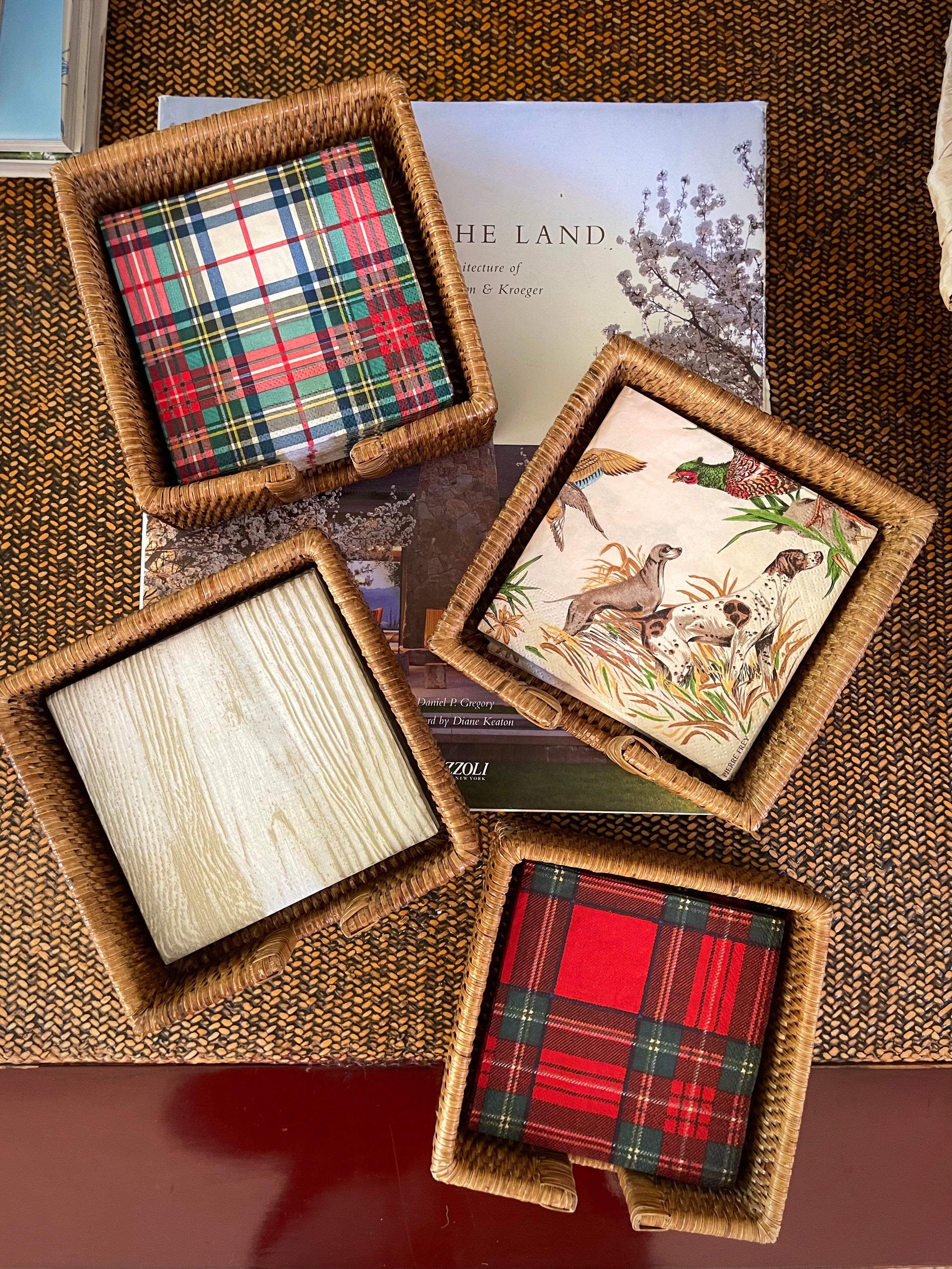 Rattan Cocktail Napkin Box Set - Lodge