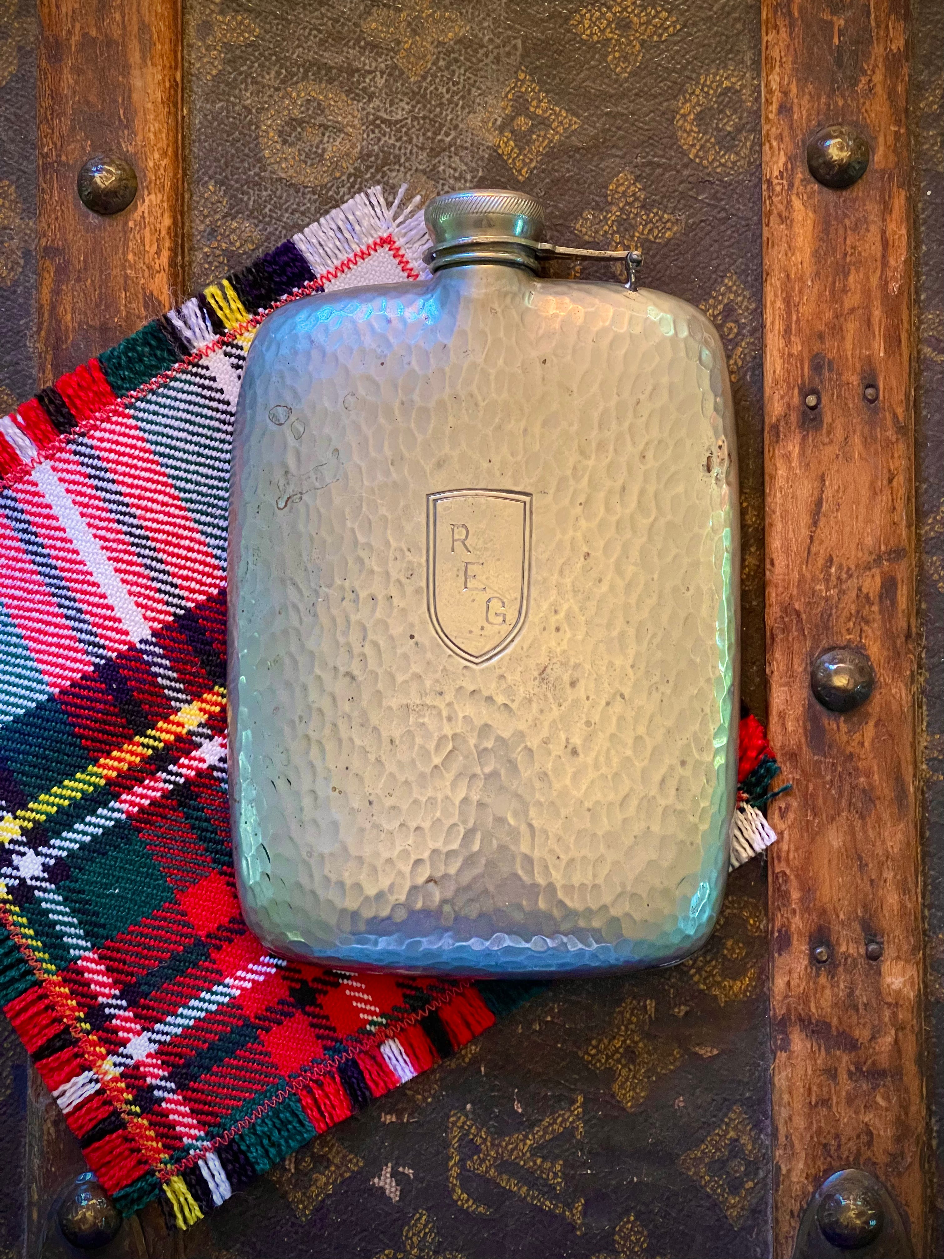 Vintage Pewter Shield Flask