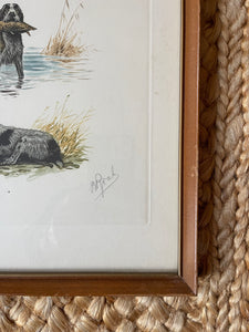 Vintage Boris Riab Signed Dog Print