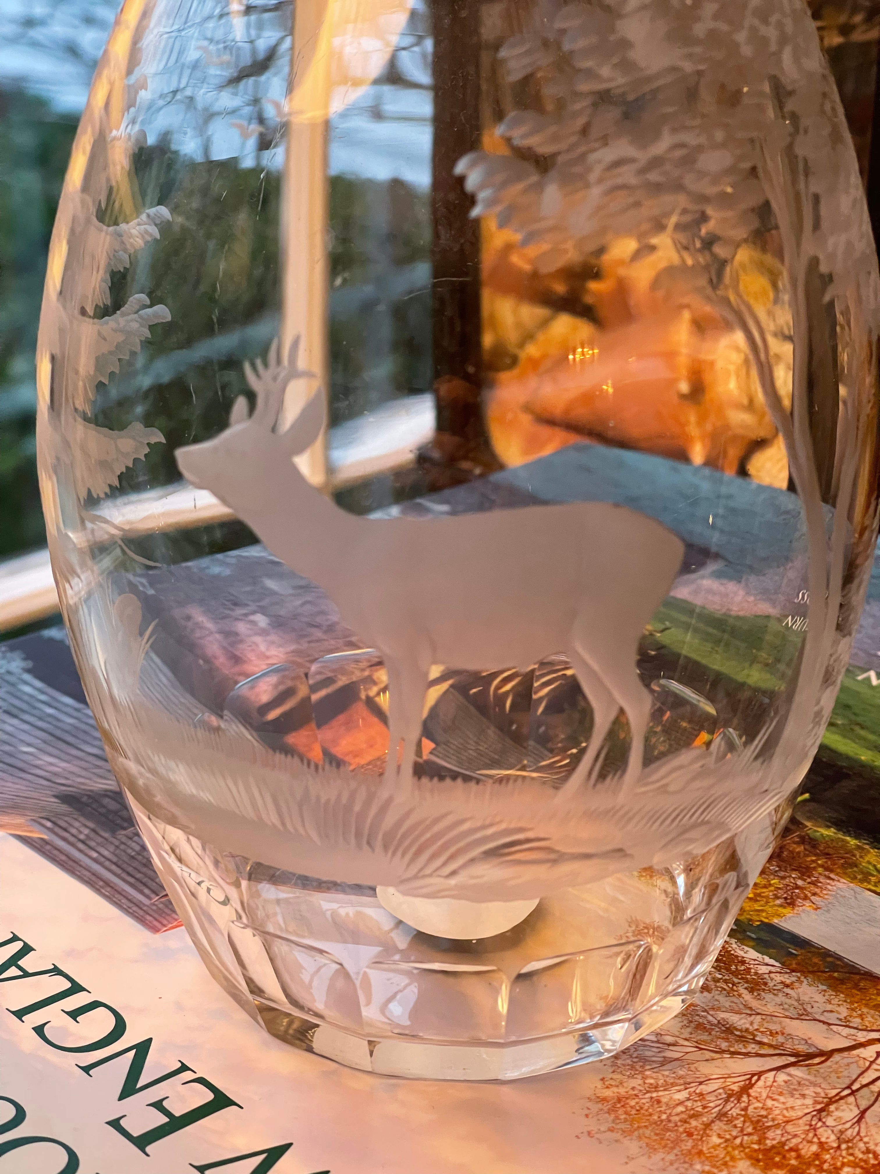 Vintage Hand Etched Stag Decanter
