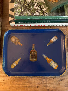 Vintage Lacquered Decoupage Spirits Tray