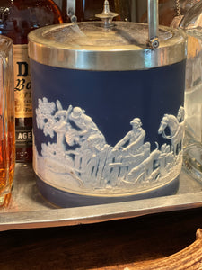 Vintage Blue Hunting Scene Ice Bucket