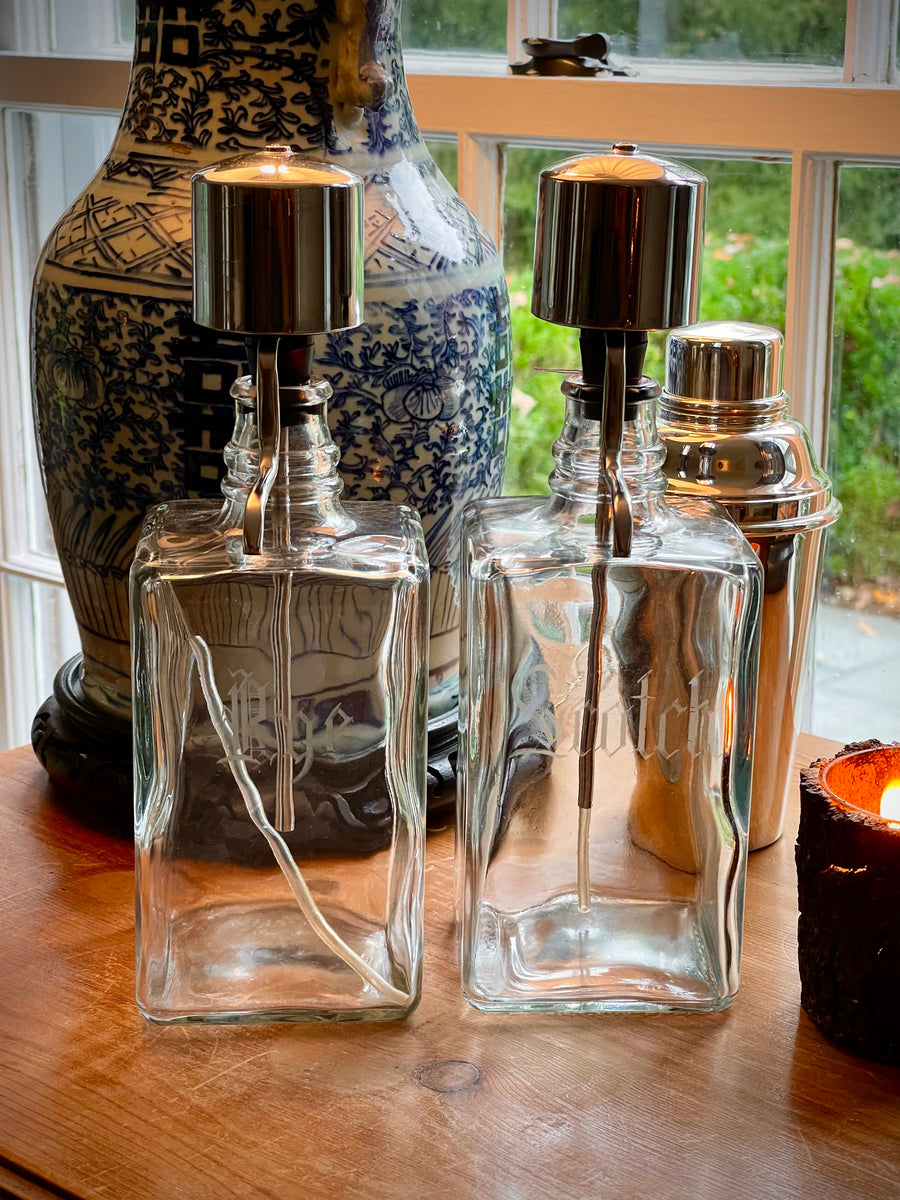 Vintage Scotch + Rye Pump Decanters J. Earl & Sons
