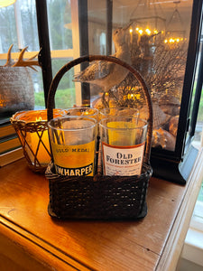 Vintage Whiskey Highballs in Basket
