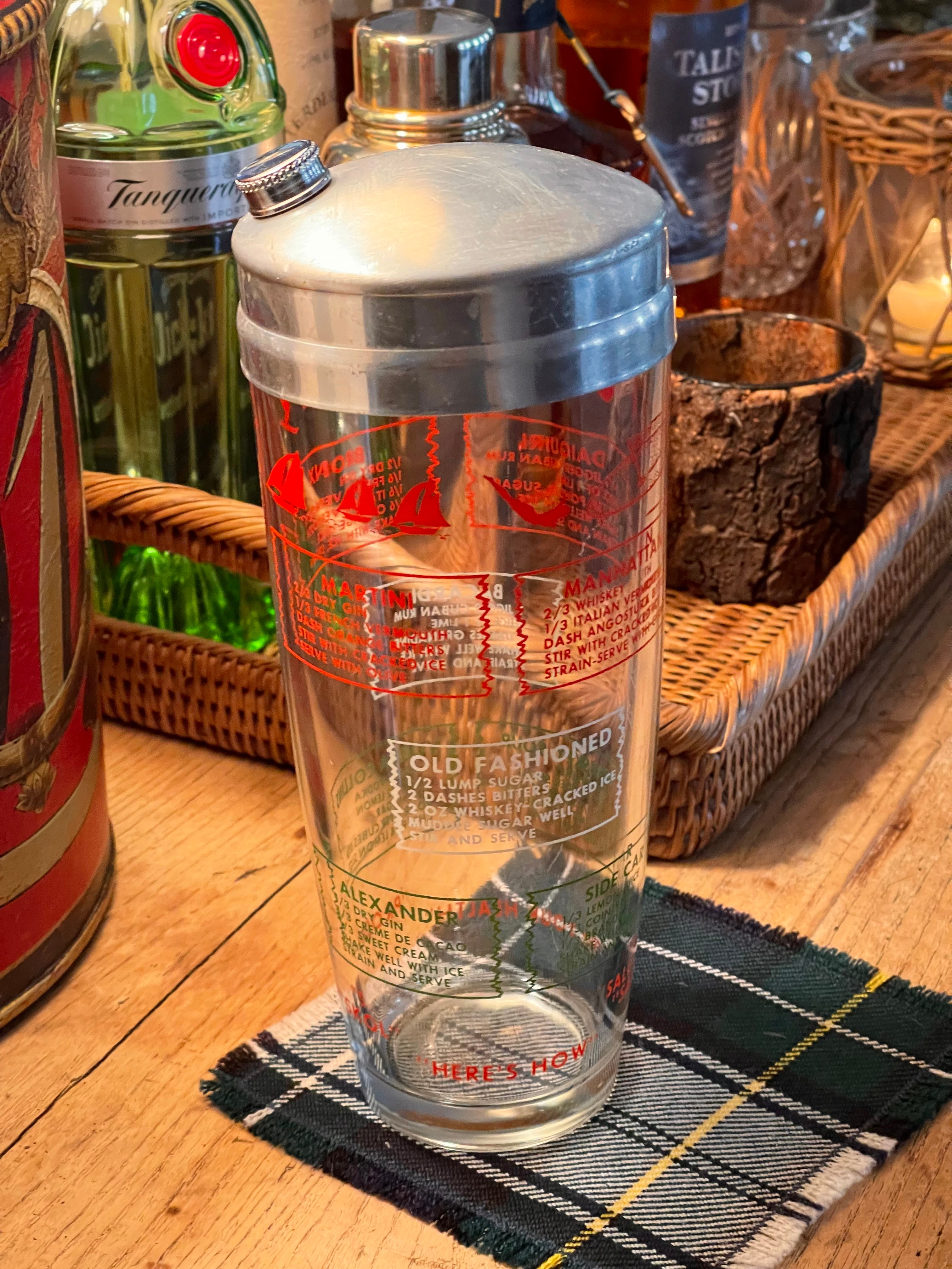 Vintage Sports Cocktail Shaker with Recipes
